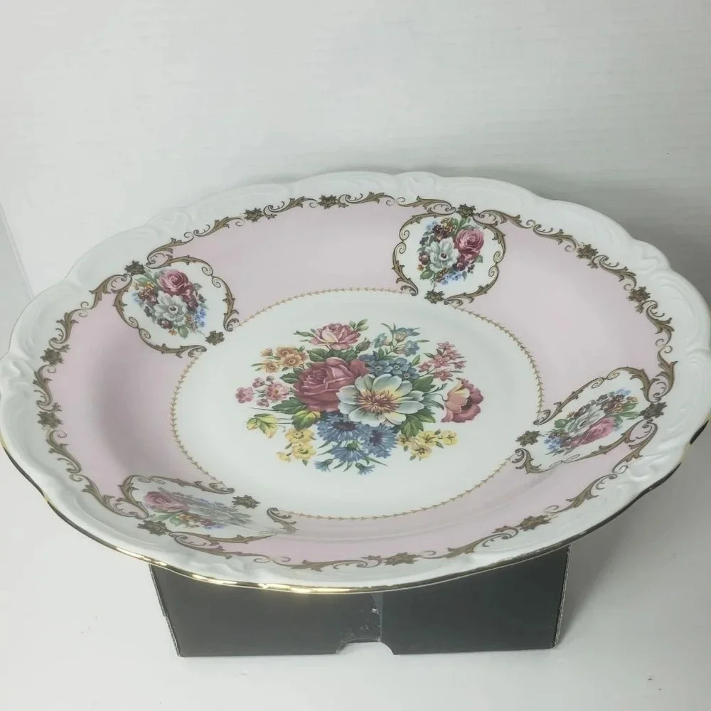 Vintage Schirnding Bavaria Porcelain Peint A La Main T.Limoges Pink Floral Dish.